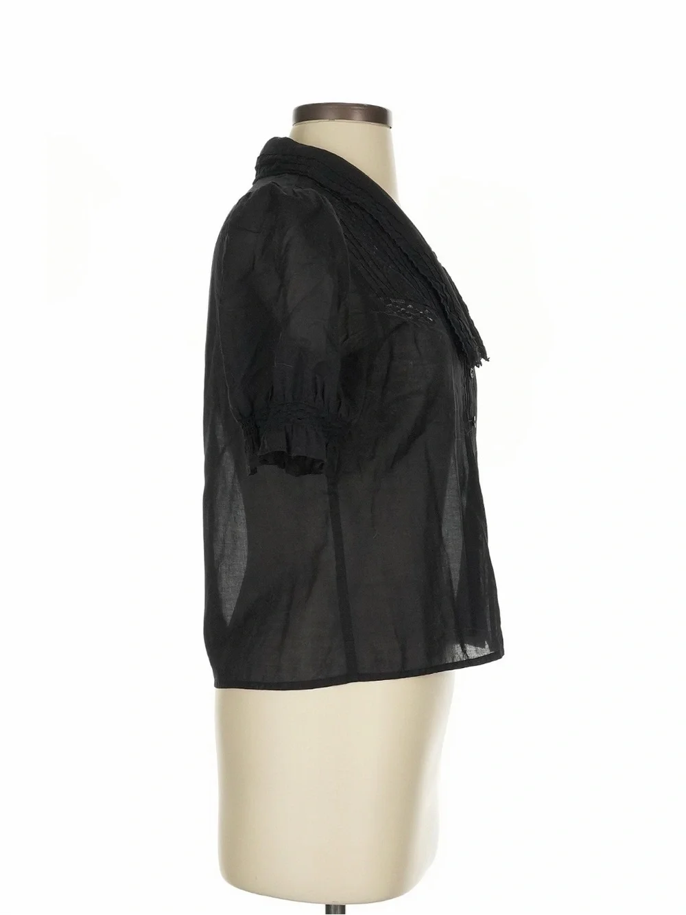 Reformation Hara Blouse with Lace-Trim and Puff Sleeves